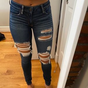 Deep Blue Wash Ripped Skinny Jeans